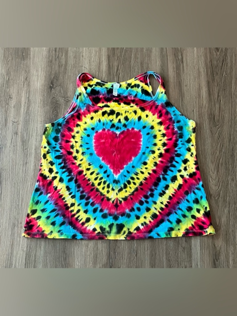 Handmade Heart Tie Dye Tank Top XL